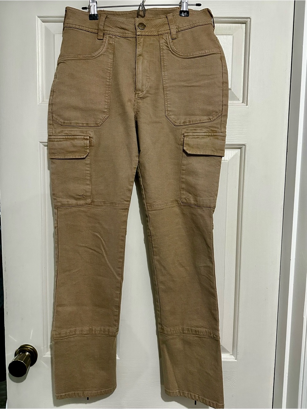 Pilcro Anthropologie Summit Brown and Cream Houndstooth Cargo Pants - Picture 9 of 14